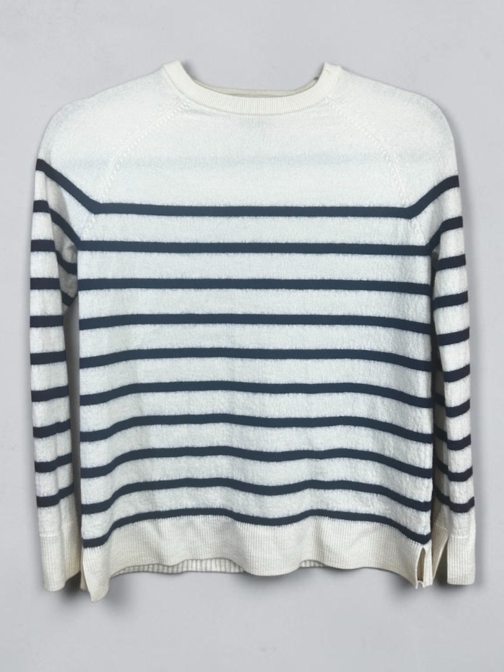 HATCH Collection Striped Merino Wool Knit Pullover Sweater Cream Navy Size 1